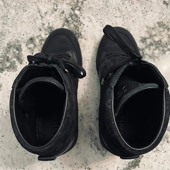 Louis Vuitton Millenium Wedge Sneakers Leather Embossed Suede Black Size 37 - Picture 12 of 15